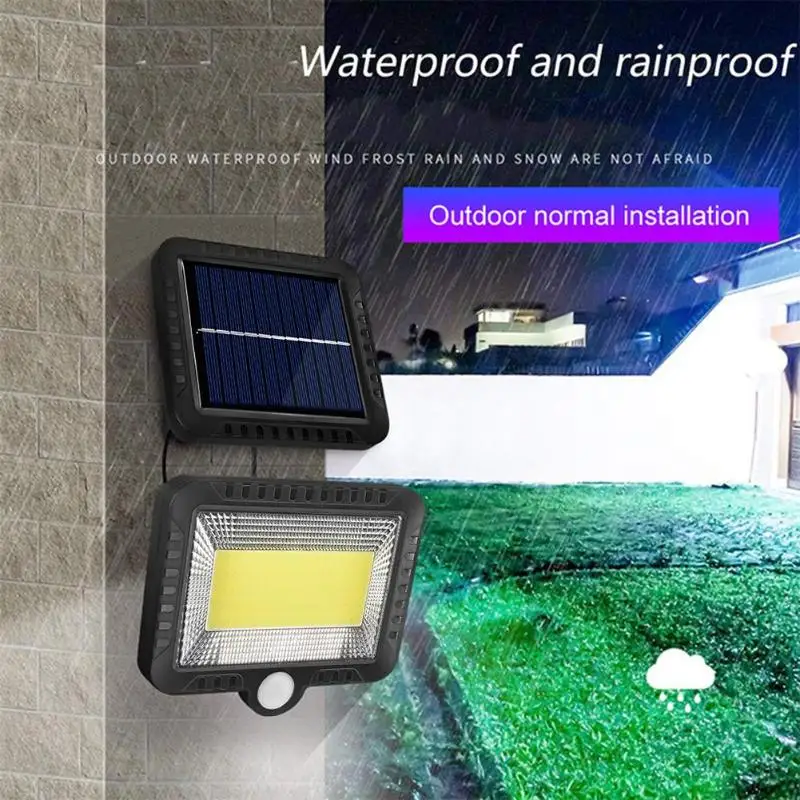 COB 100LED открытый Солнечный настенный светильник PIR датчик движения Солнечная лампа водонепроницаемый инфракрасный датчик садовый светильник водонепроницаемый садовый светильник