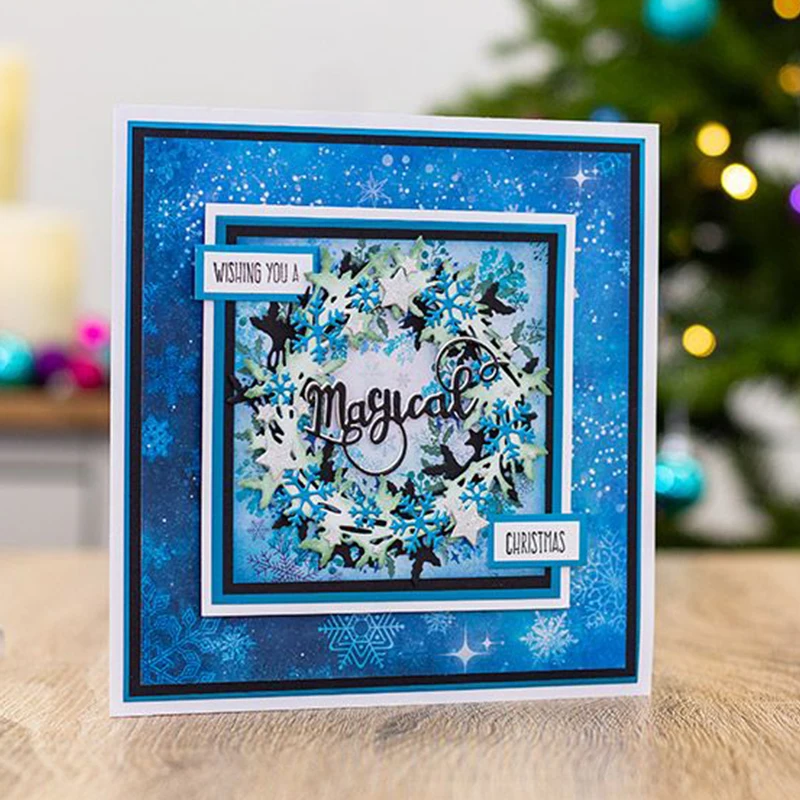 Волшебная блестящая зимняя металлическая высечка 3 слова высечки для