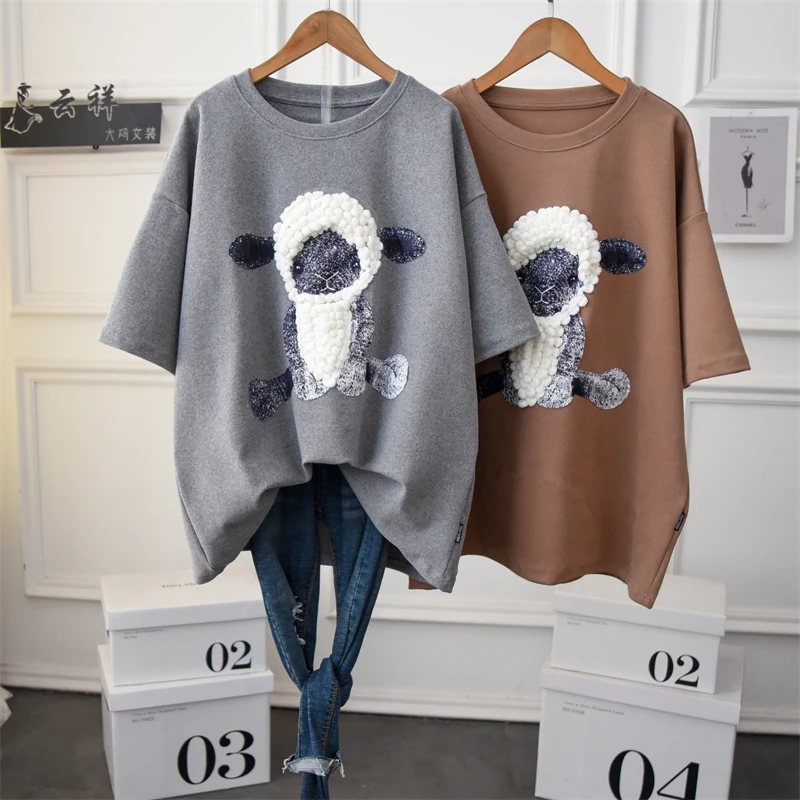 

Winter Women's 100% Cotton Thick Tees Tops Short Sleeve Large Size 3D Graphic Loose Casual Warm T Shirt Pullovers Ultra Soft