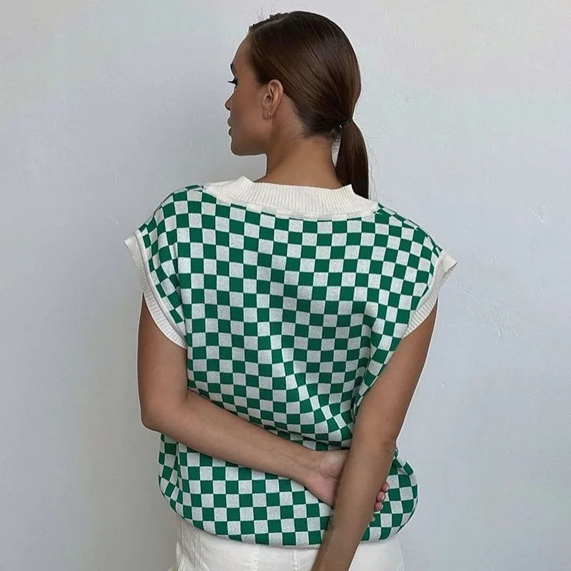 Винтажный Модный женский жилет NCLAGEN Свободный Повседневный свитер с V-образным