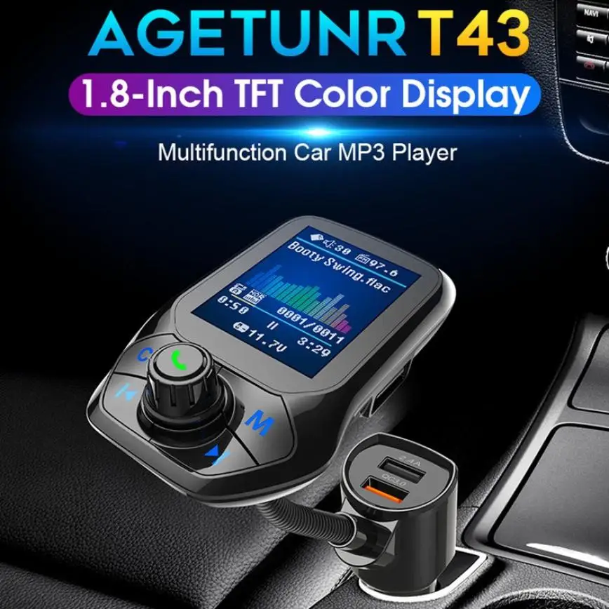 MP3 музыкальный плеер приемник 1,8 дюймов fm-передатчик Bluetooth 5,0 автомобильный три USB QC3.0 зарядное устройство U диск/TF карта без потерь музыка