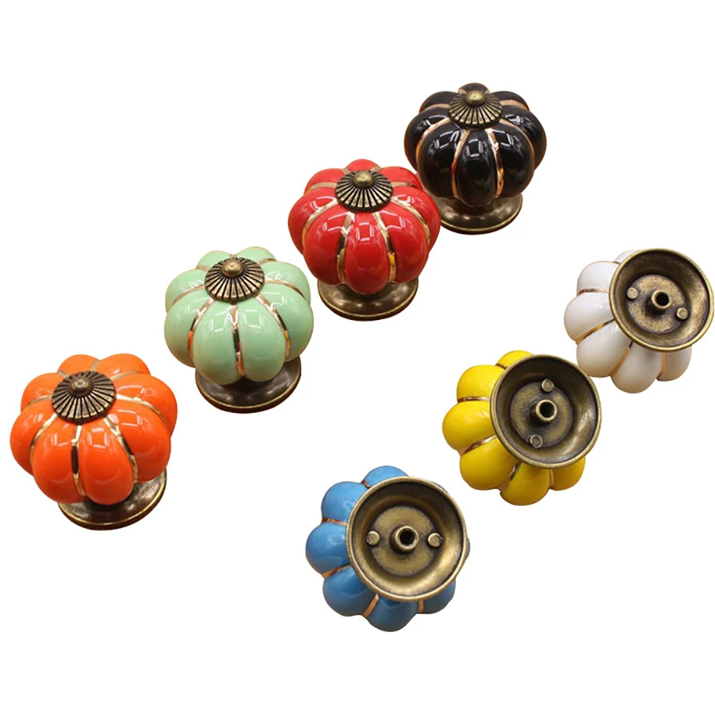 1 шт ящик ручки шкафа керамические красочный дизайн дверные в виде тыквы