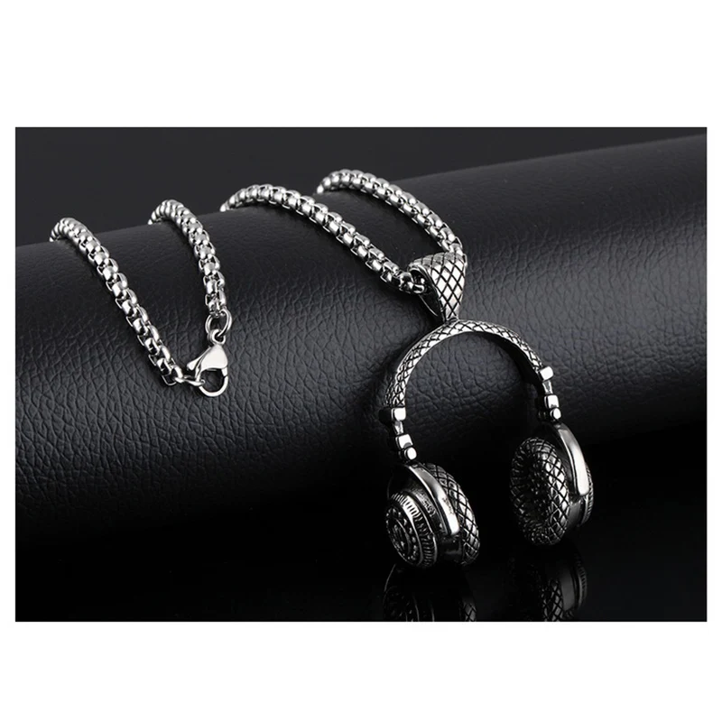 DJ подвеска в виде наушников ожерелья стиле хип-хоп цепочка из нержавеющей стали