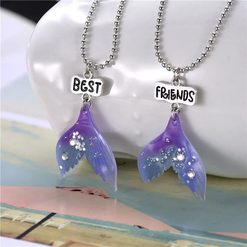 Детские украшения Лучшие друзья сверкающие ожерелья с изображением рыбьего