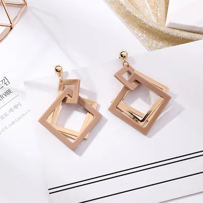 Женские акриловые серьги-клипсы винтажные серьги геометрической формы