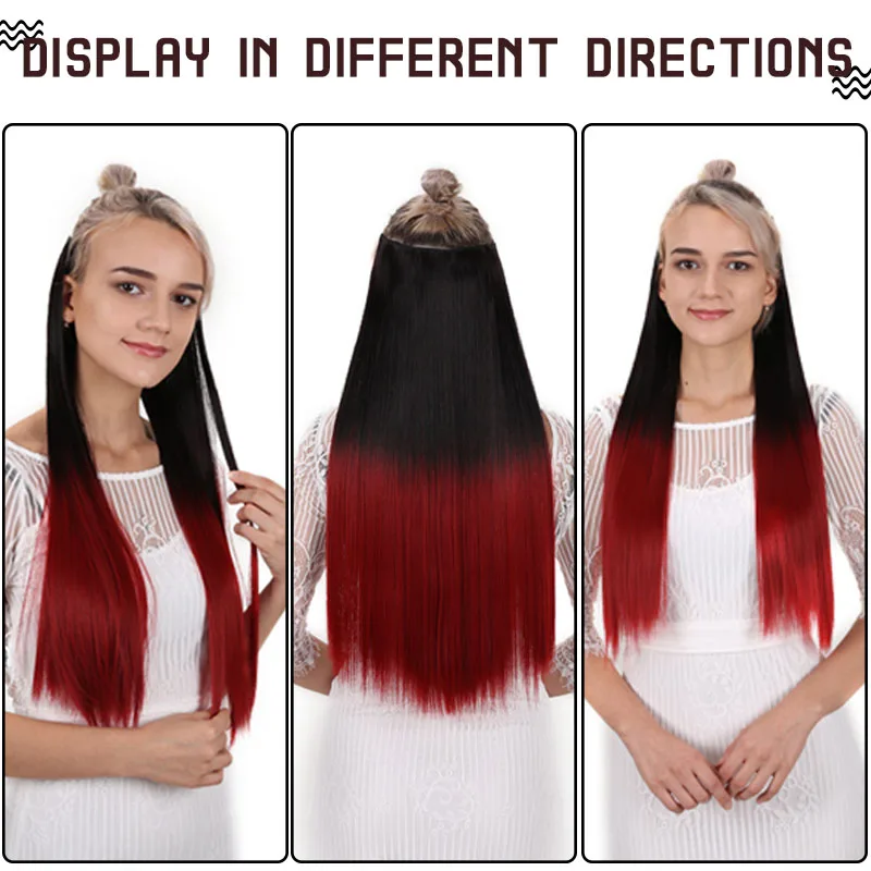 Женские длинные прямые накладные волосы AILIADE синтетические на 5 заколках