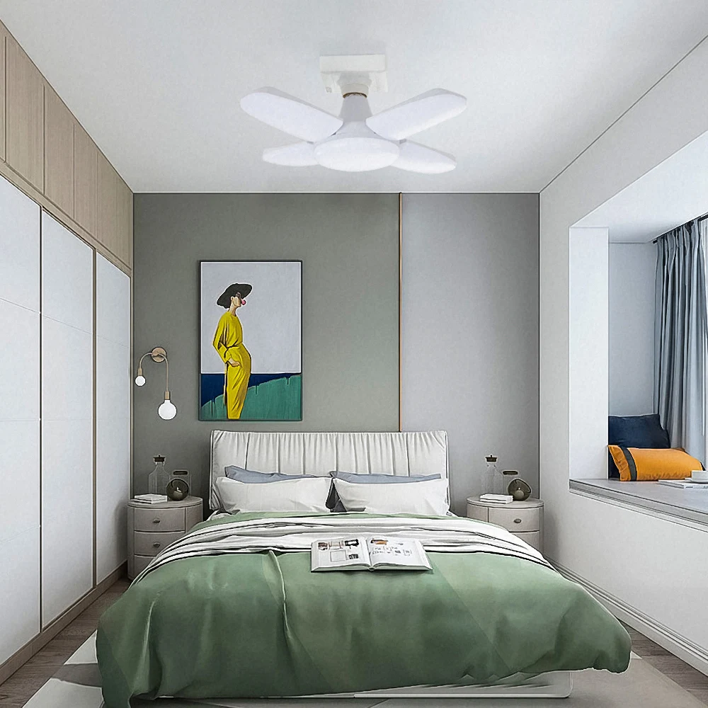 220 В E27 супер яркий светодиодный складной светильник с четырьмя листьями для