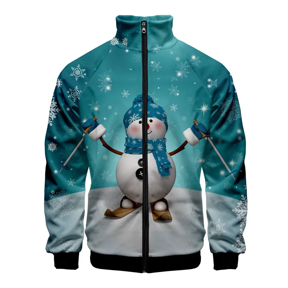 

High quality Christmas Zipper Jackets Cute Jacket Fashion Casual Highstreet Clothes Autumn Winter snowman Tops