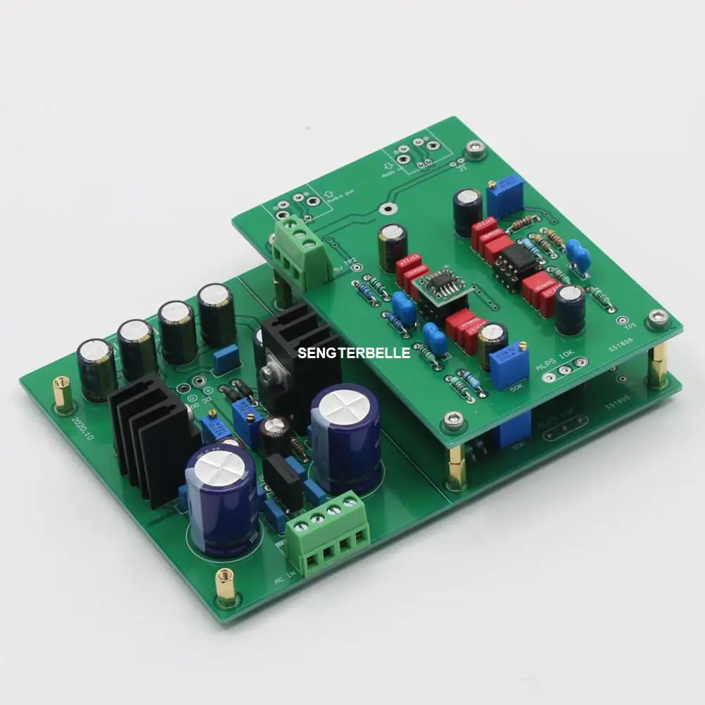 Собранная плата предварительного усилителя Hifi MBL6010D с платой питания TI5534 +