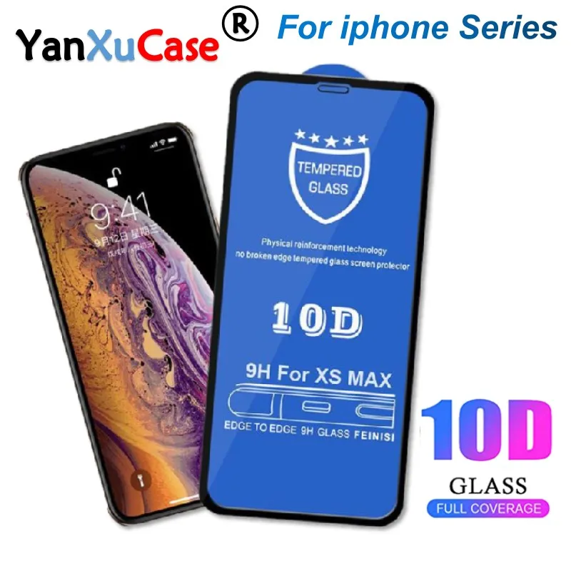 

Защитная пленка 10D для iPhone 12 11 Pro Max XS X 8 7 6S Plus SE 2, изогнутая пленка из закаленного стекла с полным покрытием, 50 шт.