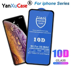 50pcs 10d screen protector for iphone 13 12 11 pro max xs x 8 7 6s plus se full coverage cover curved tempered glass film on i13 free global shipping