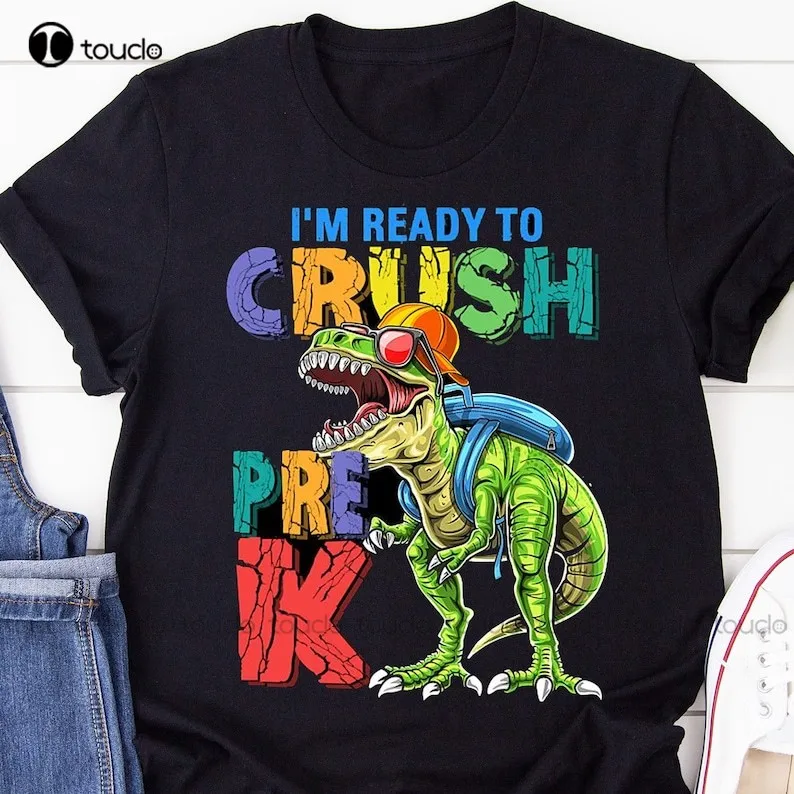 

Dinosaur I'M Ready To Crush Pre-K Shirt Cute Dino Saurus Rex Back To School Shirt Dinosaur Toddler Boys T-Shirt Unisex
