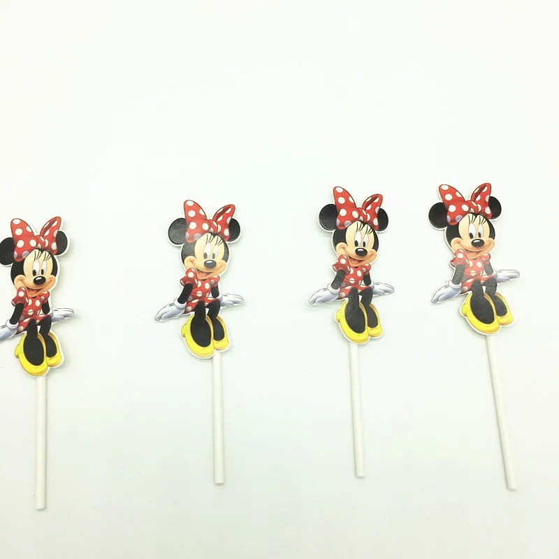 cake topper 6pcs Минни anniversaire вечерние Минни Маус посуда коллекция для маленьких детей на день рождения украшения, товары для вечеринки - Цвет: cake topper 6pcs