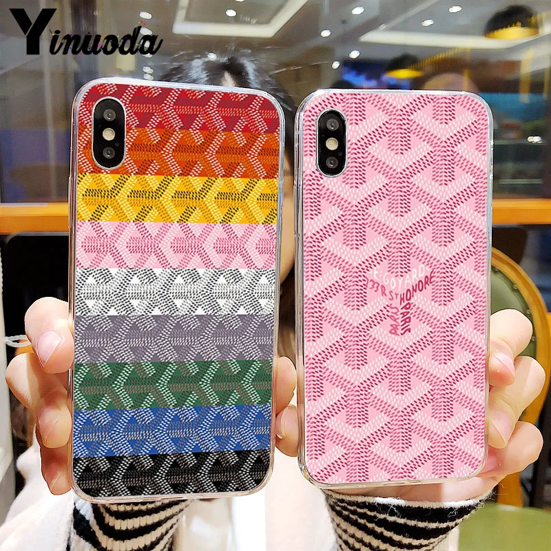 Yinuoda чехол для красочного Goyard Прозрачный мобильного телефона iPhone 5 5Sx 6 7plus 8 8Plus X XS