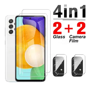 4 in 1 Tempered Glass For Samsung Galaxy A72 5G A71 A70 Screen Protector Full Cover Camera Lens Film
