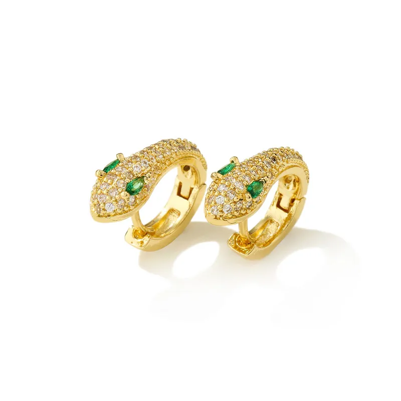 

Unique Design Punk Style Snake Hoop Earrings For Women AAA+ CZ Green Eye Snake Earring Women Wedding Jewelry Accessories