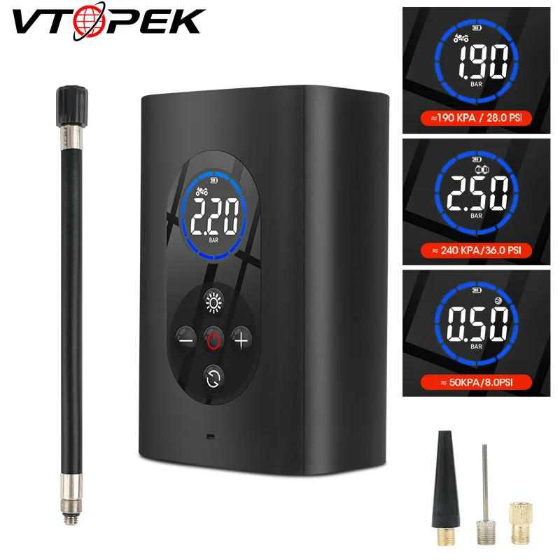 

Воздушный компрессор Vtopek, портативный Электрический беспроводной насос для накачки шин, для автомобиля, мотоцикла, велосипеда, мяча