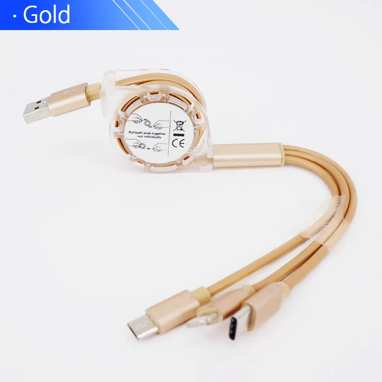 Gold Usb type-C кабель для синхронизации данных для huawei mate 20 Pro для IPhone Micro USB 3A кабель для быстрой зарядки для samsung Galaxy S10 S9 S8 Plus - Цвет: Gold