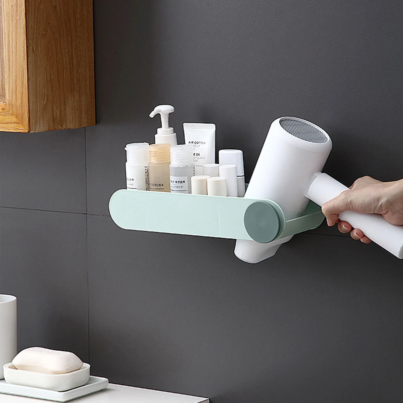 

Wall Hair Dryer Holder Standing Type Hair Styling Tool Storage Rack Organizer Non-folding Storage Holders & Rack For Bathroom
