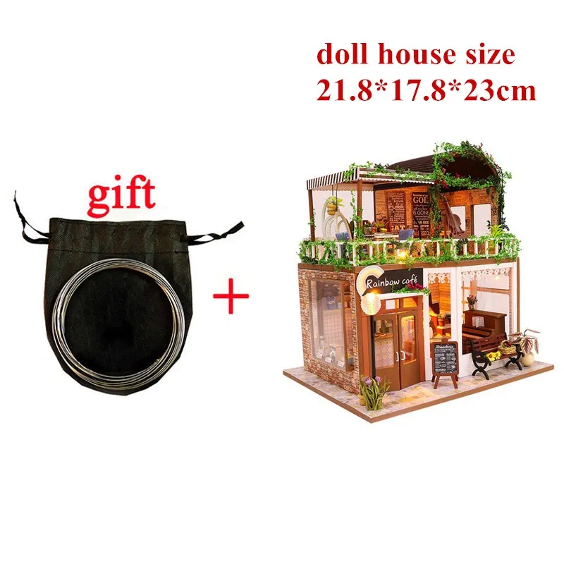 R doll house 3D Деревянный Кукольный дом Вилла мебель DIY Миниатюрная модель светодиодный светильник 3D Деревянный кукольный домик рождественские подарки игрушки для детей - Цвет: R doll house