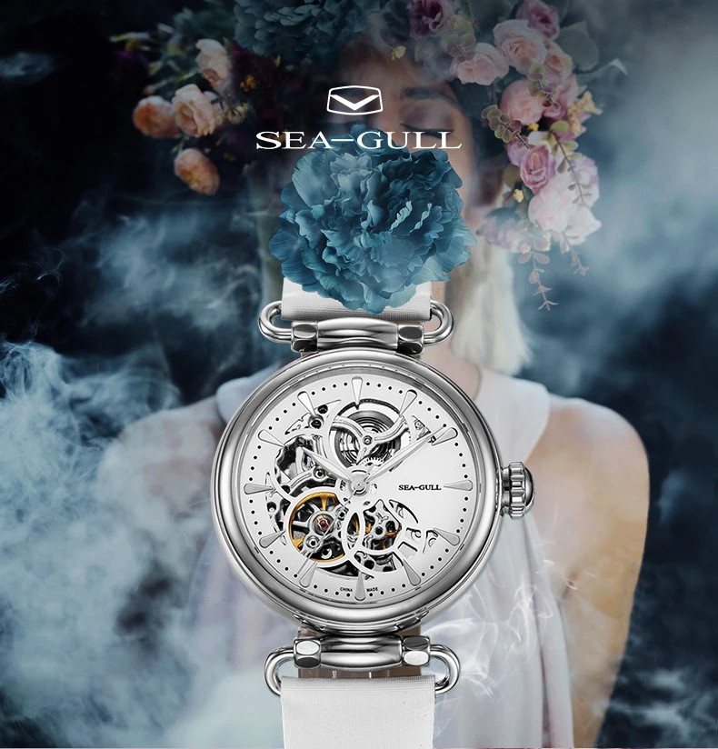 Seagull, женские автоматические механические часы, модные женские часы, тонкий светильник, женские механические часы Time goddess D813.634L