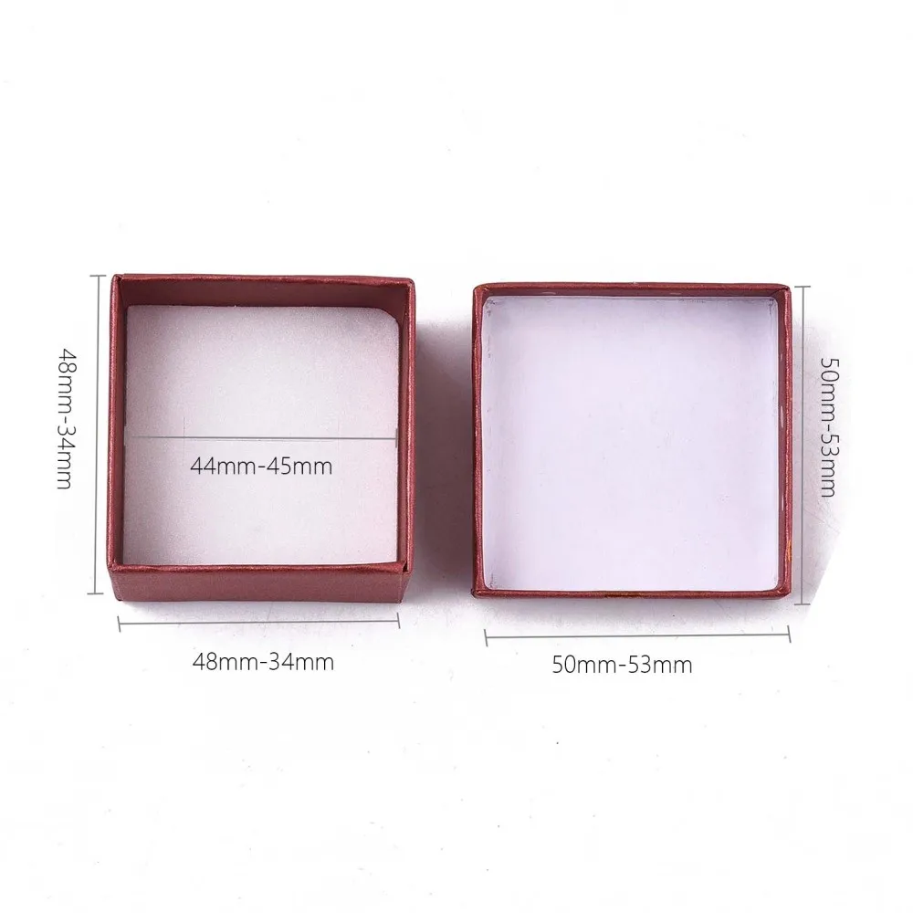 24pcs/lot Mixed Color Square Cardboard Gift Boxes for Jewelry Packaging Necklaces Ring Earring Box with Bowknot Ribbon Sponge