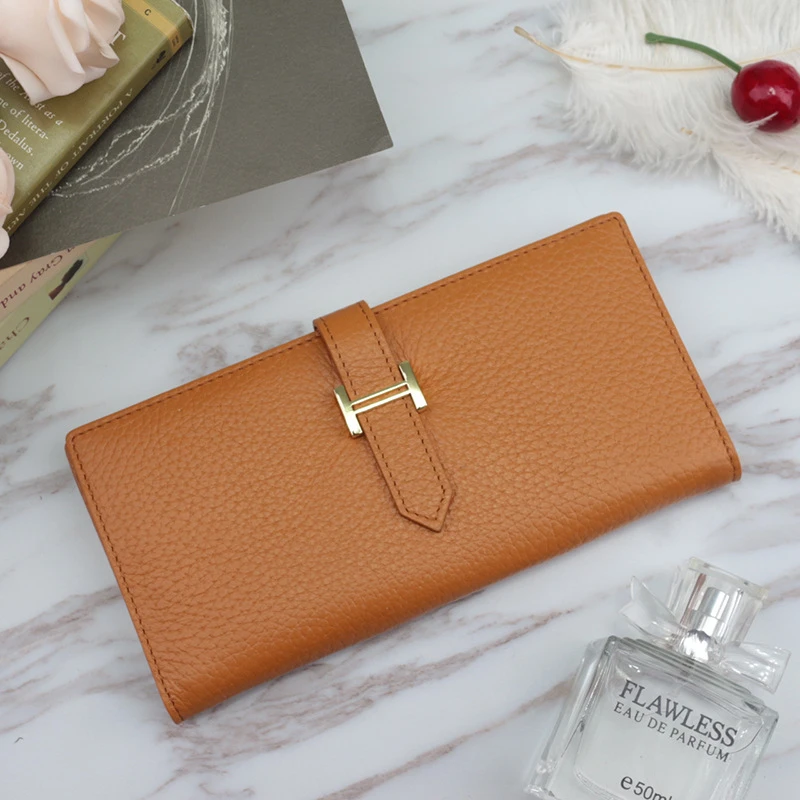 Женский кошелек из натуральной кожи роскошная металлическая пряжка Длинные
