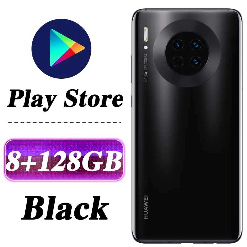 8G 128G Black 6,62 дюймов,, HUAWEI mate 30, мобильный телефон Kirin 990, четыре ядра, Android 10, датчик жестов, 40 Вт, HUAWEI SuperCharge, Google play - Цвет: 8G 128G Black