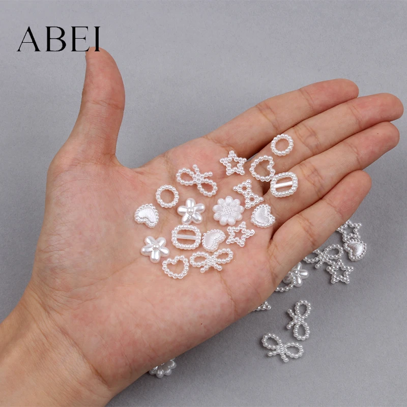 200 шт. 6-15 мм смешанные стили белый цветок лук Звезда Сердце половина фотоблесток