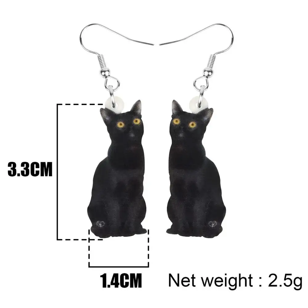 WEVENI акриловые черные серьги-подвески в форме кошки длинные милые котенки