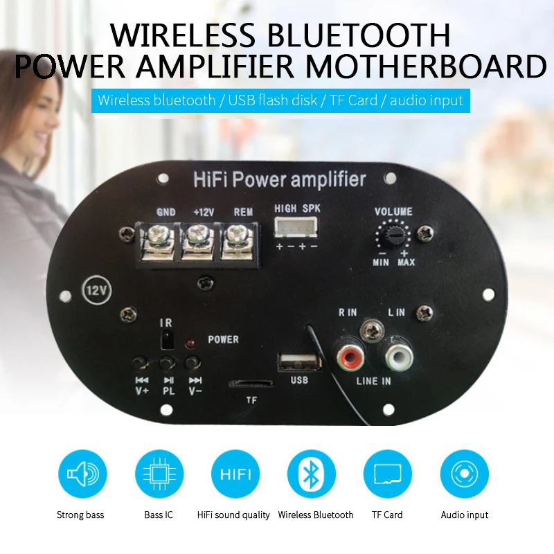 

Digital Mono Bluetooth Function HiFi Power Amplifier 50-70W AC 110V 220V 12v 24v Digital Bluetooth5.0 Stereo Amplifier Board