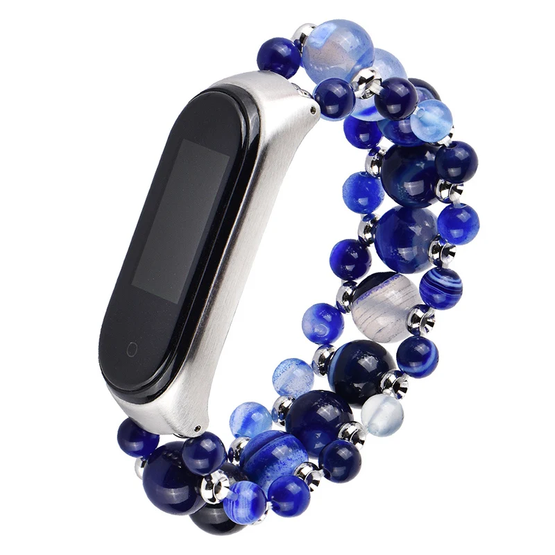 

Women Agate Beads Strap for Xiaomi Mi Band 5 4 3 Watch Bracelet for MIband5 Clock Belt Wristband Accessories