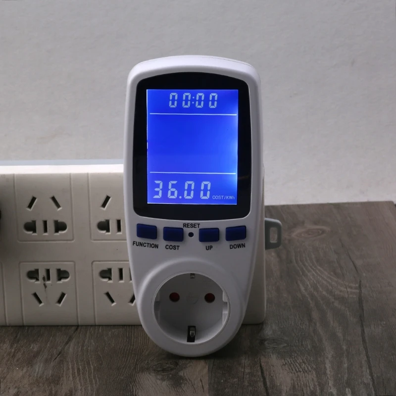 

Electricity Usage Monitor Plug Power Watt Voltage Energy Cost Meter with Digital LCD Overload Protection Energy Saving C7AC