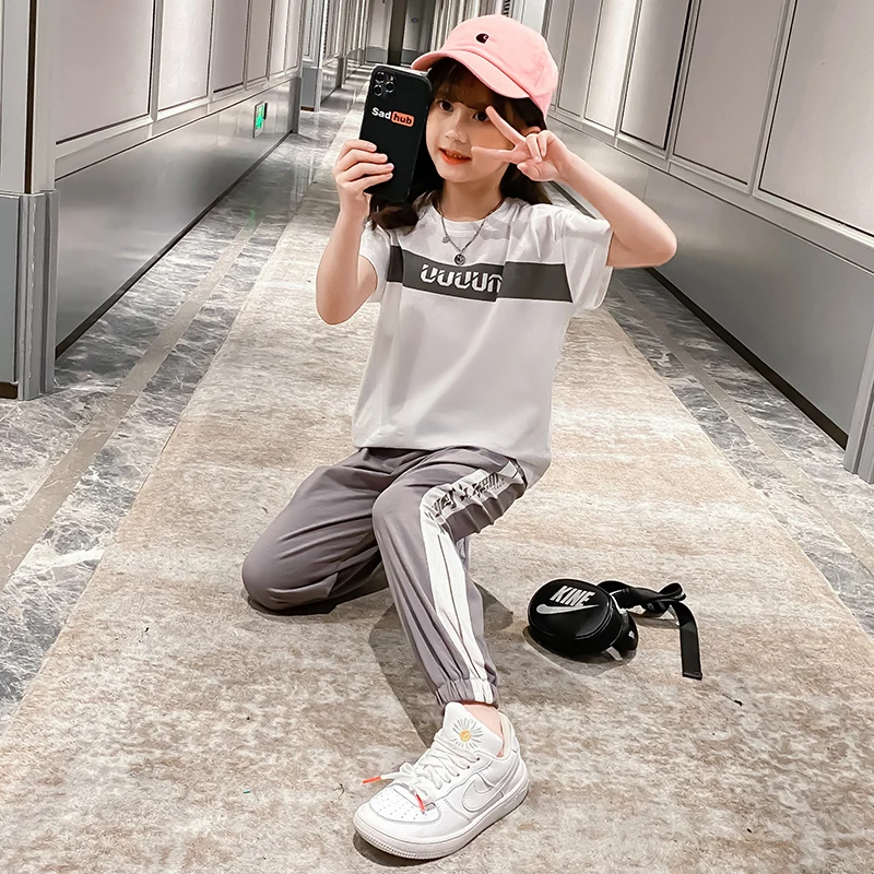 

Children's wear girls' suit summer wear 2021 new summer sports net red big girl short sleeve fashion