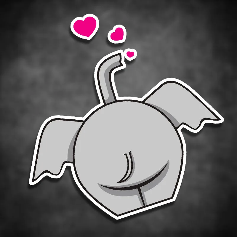 

Забавный слон вид сзади любовь Стайлинг автомобиля виниловые наклейки Авто Окно хвост масляный бак предупреждающая лента наклейки