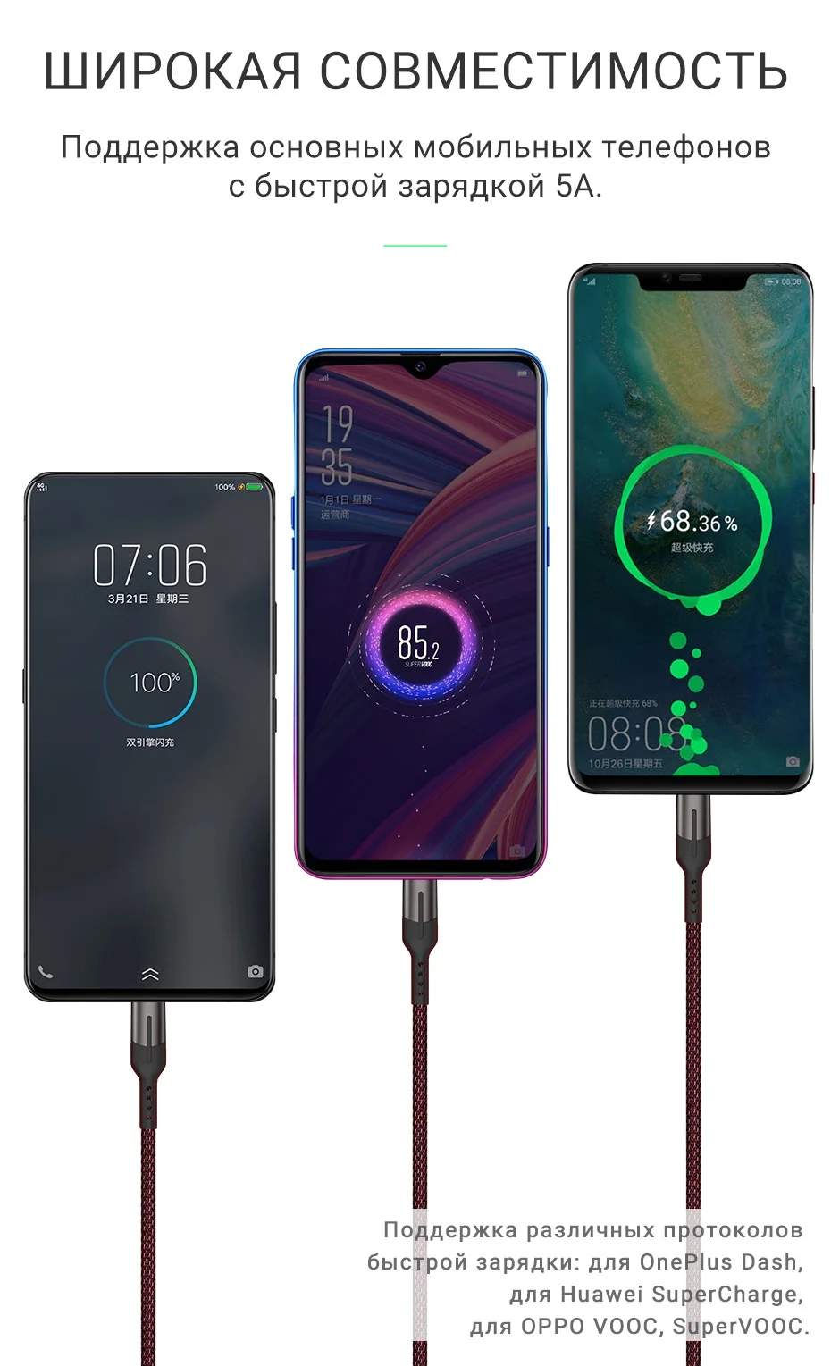 hoco 5a usb type c быстрая зарядка кабель для андроид зарядник юсби си для Хуавей Оппо Oneplus провод 40W 50W зарядка передача данных нейлоновая оплетка тайп си шнурок тип с юсб 5а для VOOC Huawei Oppo Mate Honor R17