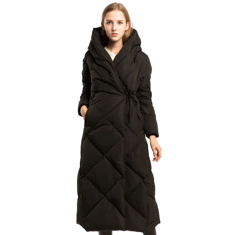 Брендовые Роскошные 2019 зимние женские пуховики элегантные удлиненные 90% белые