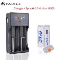 palo 14500 900mah 3 7v lithium rechargeable batteries 14500 aa battery with led smart 14500 18650 charger