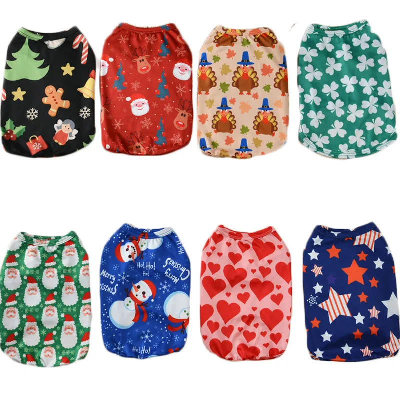 

Festival Print Cat Vest Dog Hoodies Shirt Sleeveless Tank Top Tshirt For Small Dogs Chihuahua Bichon Newest Dog Costume Apparel