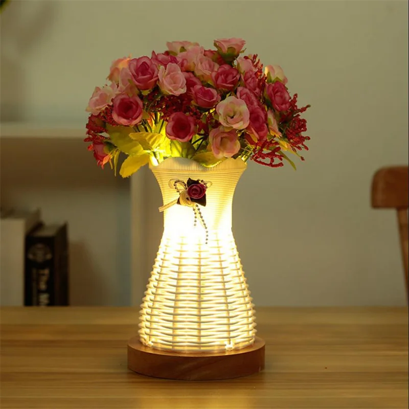 

Creativity Bouquet Desktop Decorative Lights Living Room Flower Basket Bedside Lamp Rose Flower Night Light Illumination B5426