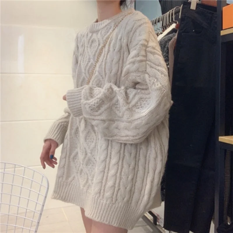 

CMAZ Autumn and Winter Sweater Women's Korean Style Fashion Loose Idle Style Hemp