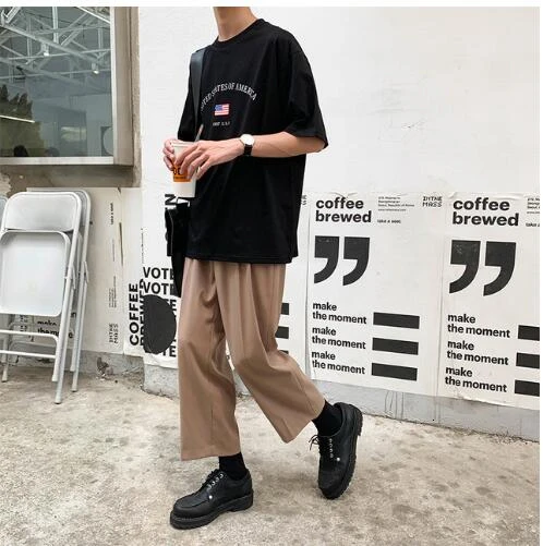 Летняя новая Корейская версия свободного кроя Harajuku тренд студенческий Бизнес Повседневный съемный блейзер с рукавами - Цвет: Khaki pants