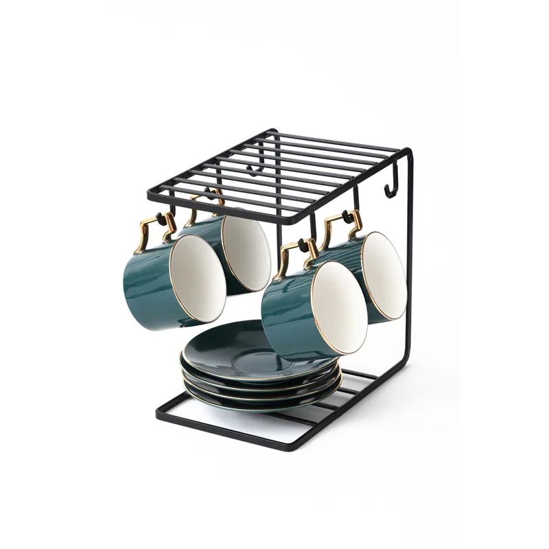 

Creative Gold Foil-Side Coffee Mug Set Gift Box Nordic Coffee Set Ceramic European-Style Small Luxury Afternoon Tea Set