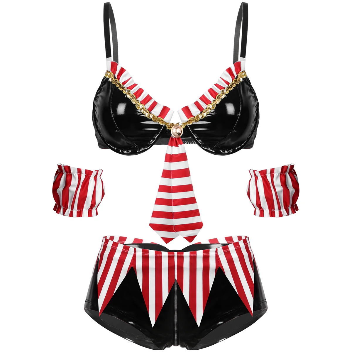 Женский костюм для косплея мокрого вида из лакированной кожи комплект нижнего