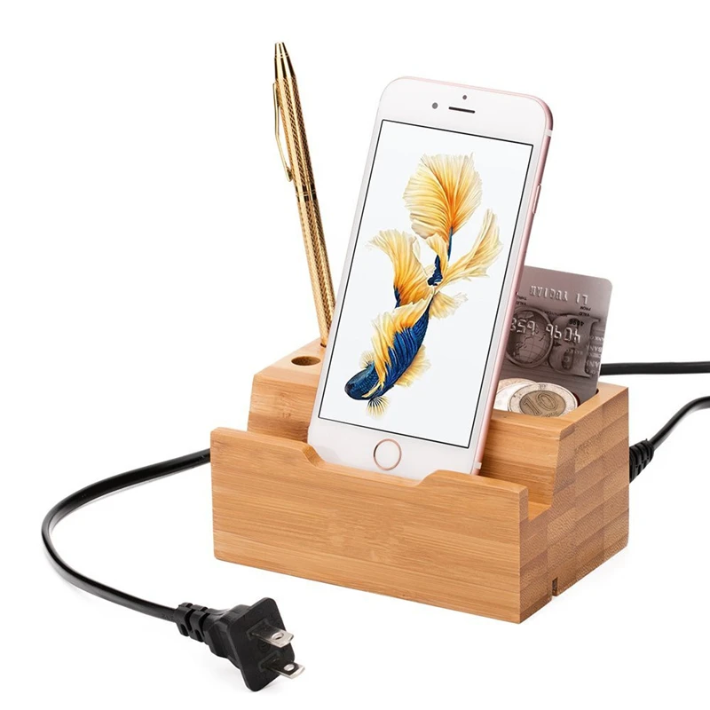 Зарядная станция с 3 USB портами зарядная док для iPhone Samsung Xiaomi деревянный держатель