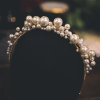 niushuya bridal bridesmaid girls diamante pearl headband handmade wedding prom tiara women hair accessories
