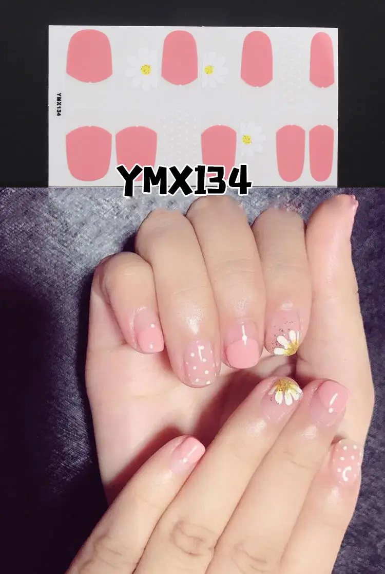 YMX-134 14 наконечников клей для накладных ногтей стикер DIY маникюр Снежинка Блестящий лак для ногтей с блестками полоски Обертывания Аксессуары - Цвет: YMX-134
