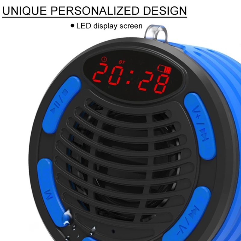 

Bathroom Bluetooth Speaker Portable Multifunctional Speaker IP67 Waterproof with Time Display