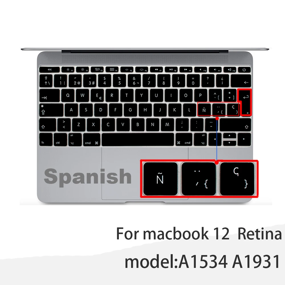 Spanish EU-Enter EU-Key Keyboard Cover Protector for Macbook Pro 13Air 11 12 15 touch bar A1706/A1466/A1707/A1990/A2159/A1932