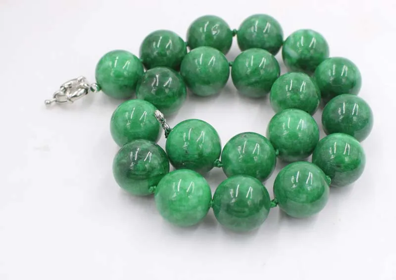 

big size green jade stone beads AA round 20mm nature necklace wholesale 18inch FPPJ wholesale gift